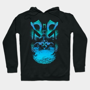 Abstract Cat in Viking Style - Blue Hoodie